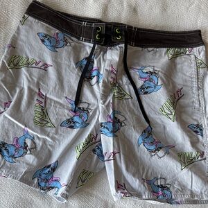 American Eagle Outfitters Shark Print Swim Shorts - Multiple Colors, Large